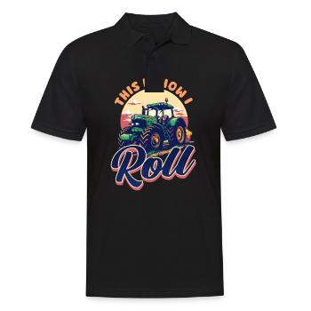 Farmer, so rolle ich - Männer Poloshirt - Schwarz - Vorne - Kai (181cm)