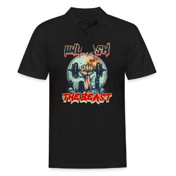Pre Workout Entfessle das Biest - Männer Poloshirt - Schwarz - Vorne - Kai (181cm)