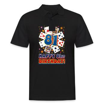 81. Geburtstag Alles Gute zum 81. Geburtstag! - Männer Poloshirt - Schwarz - Vorne - Kai (181cm)