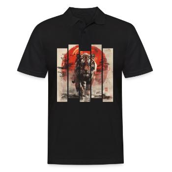 Tigre japonais rétro des années 80 - Polo Homme - noir - Devant - Kai (181cm)