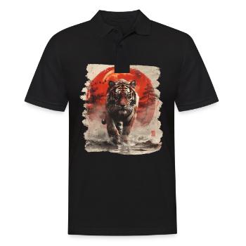 Tigre japonais rétro des années 80 - Polo Homme - noir - Devant - Kai (181cm)