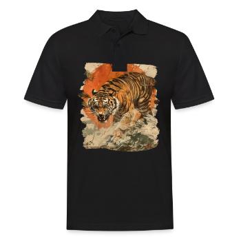 Tigre japonais rétro des années 80 - Polo Homme - noir - Devant - Kai (181cm)
