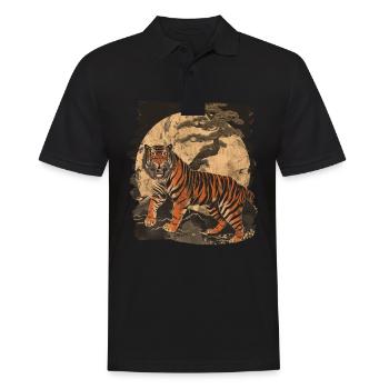 Tigre japonais rétro des années 80 - Polo Homme - noir - Devant - Kai (181cm)