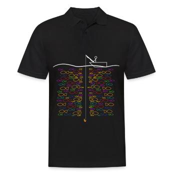 pêcheur drôle dictons hommes pêche pêche poisson - Polo Homme - noir - Devant - Kai (181cm)