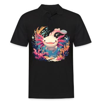 Axolotl - Männer Poloshirt - Schwarz - Vorne - Kai (181cm)