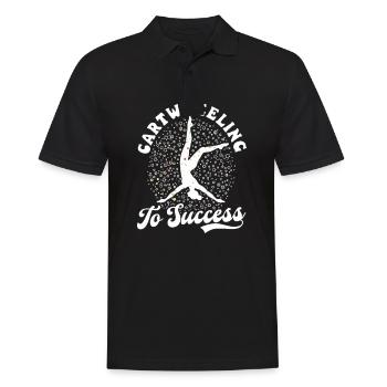 Turnen Radschlagen zum Erfolg - Männer Poloshirt - Schwarz - Vorne - Kai (181cm)