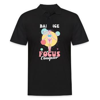 Gymnastik Gleichgewicht, Fokussieren, Erobern - Männer Poloshirt - Schwarz - Vorne - Kai (181cm)