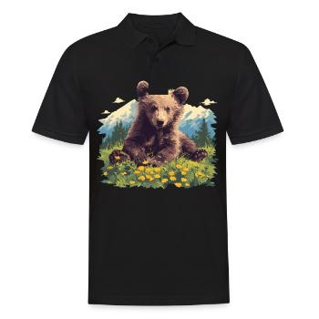 Bear Bären Bär - Männer Poloshirt - Schwarz - Vorne - Kai (181cm)