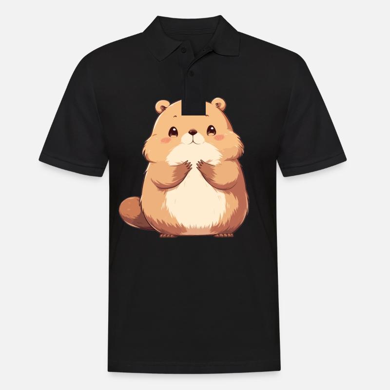 Beaver Biber - Männer Poloshirt - Schwarz