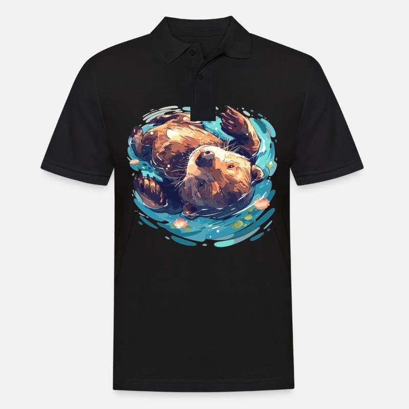 Beaver Biber - Männer Poloshirt - Schwarz