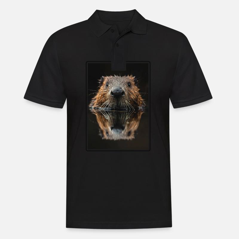 Beaver Biber - Männer Poloshirt - Schwarz
