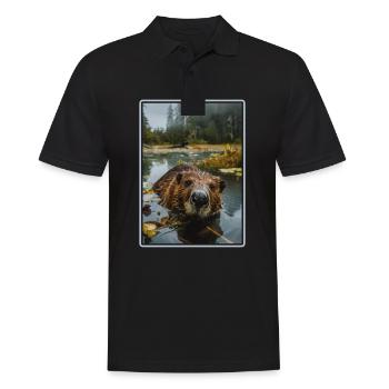 Beaver Biber - Männer Poloshirt - Schwarz - Vorne - Kai (181cm)
