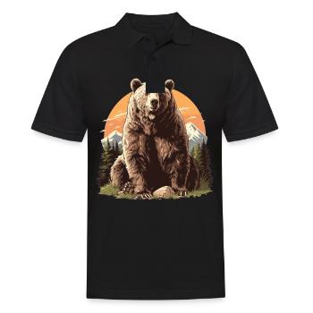 Bear Bären Bär - Männer Poloshirt - Schwarz - Vorne - Kai (181cm)