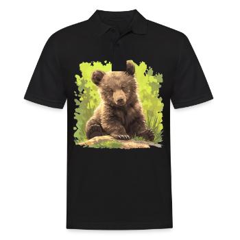 Bear Bären Bär - Männer Poloshirt - Schwarz - Vorne - Kai (181cm)