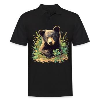Bear Bären Bär - Männer Poloshirt - Schwarz - Vorne - Kai (181cm)