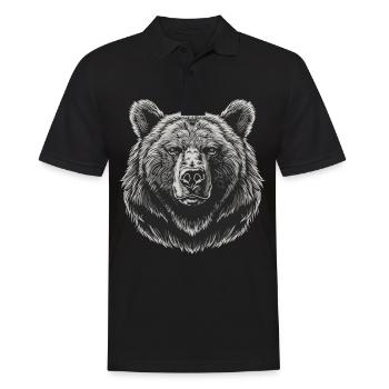 Bear Bären Bär - Männer Poloshirt - Schwarz - Vorne - Kai (181cm)