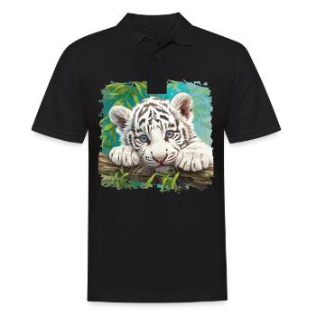 Tigre blanc Weiße Tigre Weißer Tigre - Polo Homme - noir - Devant - Kai (181cm)