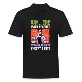 Halloween Professeur de mathématiques Vampire Moyen Mais Mordre - Polo Homme - noir - Devant - Kai (181cm)