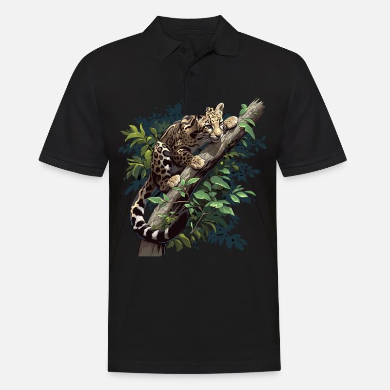 Clouded Leopard Nebelparder - Männer Poloshirt - Schwarz