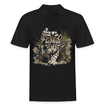 Clouded Leopard Nebelparder - Men's Polo Shirt - black - Front - Kai (181cm)