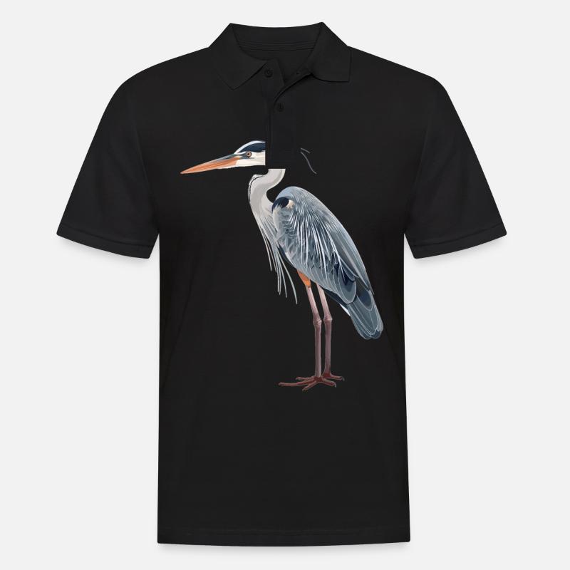 Heron Reiher - Männer Poloshirt - Schwarz