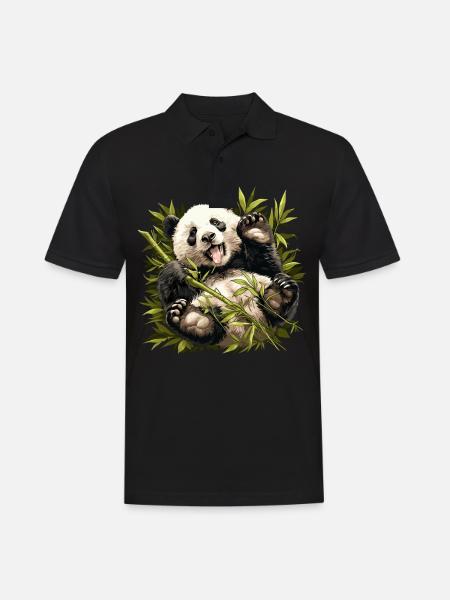 Panda géant Pandas Große Pandas Großer Panda - Polo Homme - noir