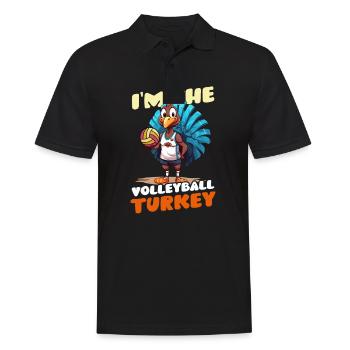 Thanksgiving Volleyball Ich bin der Volleyball Türkei - Männer Poloshirt - Schwarz - Vorne - Kai (181cm)