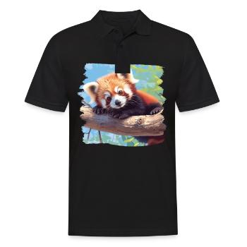 Red Panda Kleine Pandas Kleiner Roter Panda - Männer Poloshirt - Schwarz - Vorne - Kai (181cm)