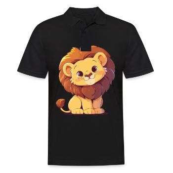 Lion Löwen Löwe - Männer Poloshirt - Schwarz - Vorne - Kai (181cm)