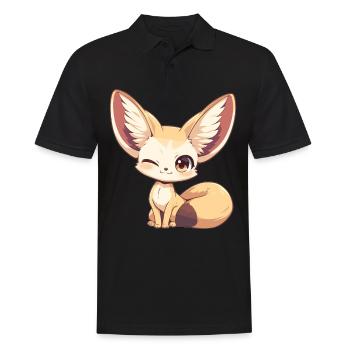 Fennec Fox Fenneks Fennek - Männer Poloshirt - Schwarz - Vorne - Kai (181cm)