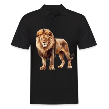 Lion Löwen Löwe - Männer Poloshirt - Schwarz - Vorne - Kai (181cm)