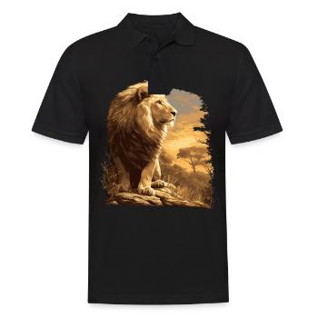 Lion Löwen Löwe - Männer Poloshirt - Schwarz - Vorne - Kai (181cm)