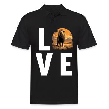 Lion Löwen Löwe - Männer Poloshirt - Schwarz - Vorne - Kai (181cm)