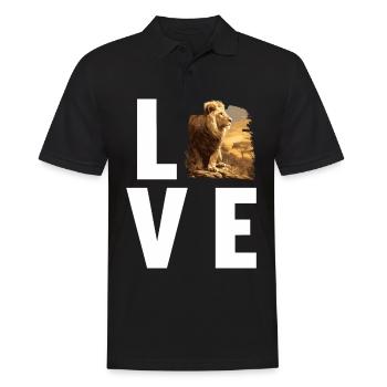 Lion Löwen Löwe - Männer Poloshirt - Schwarz - Vorne - Kai (181cm)