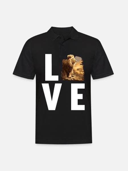 Lion Löwen Löwe - Männer Poloshirt - Schwarz