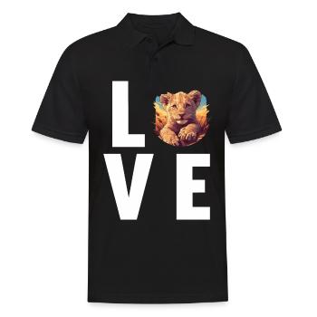 Lion Löwen Löwe - Männer Poloshirt - Schwarz - Vorne - Kai (181cm)