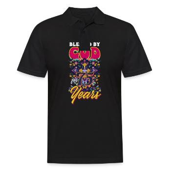75. Geburtstag 75 Jahre lang von Gott gesegnet - Männer Poloshirt - Schwarz - Vorne - Kai (181cm)