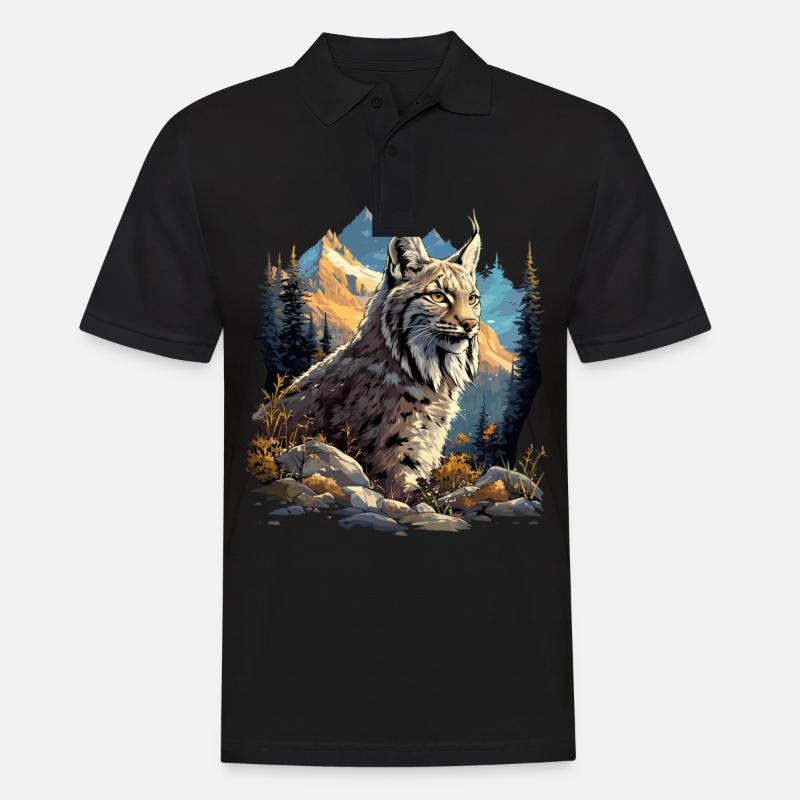 Lynx Luchse Luchs - Männer Poloshirt - Schwarz