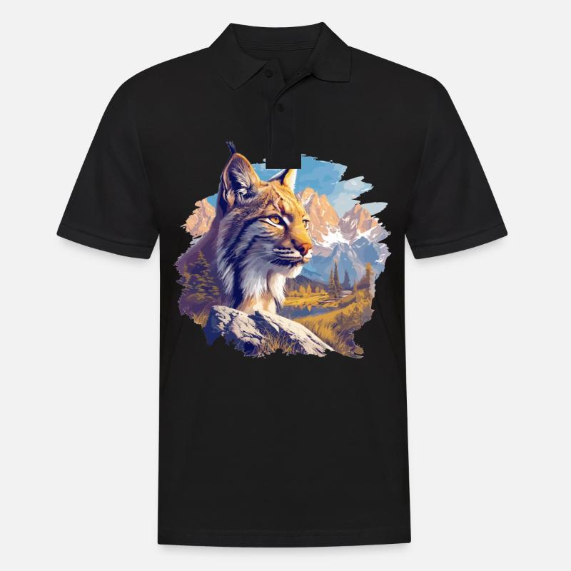 Lynx Luchse Luchs - Männer Poloshirt - Schwarz