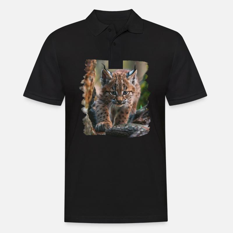 Lynx Luchse Luchs - Männer Poloshirt - Schwarz