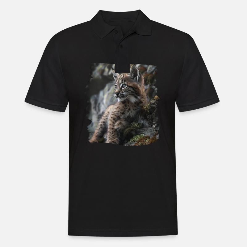Lynx Luchse Luchs - Männer Poloshirt - Schwarz