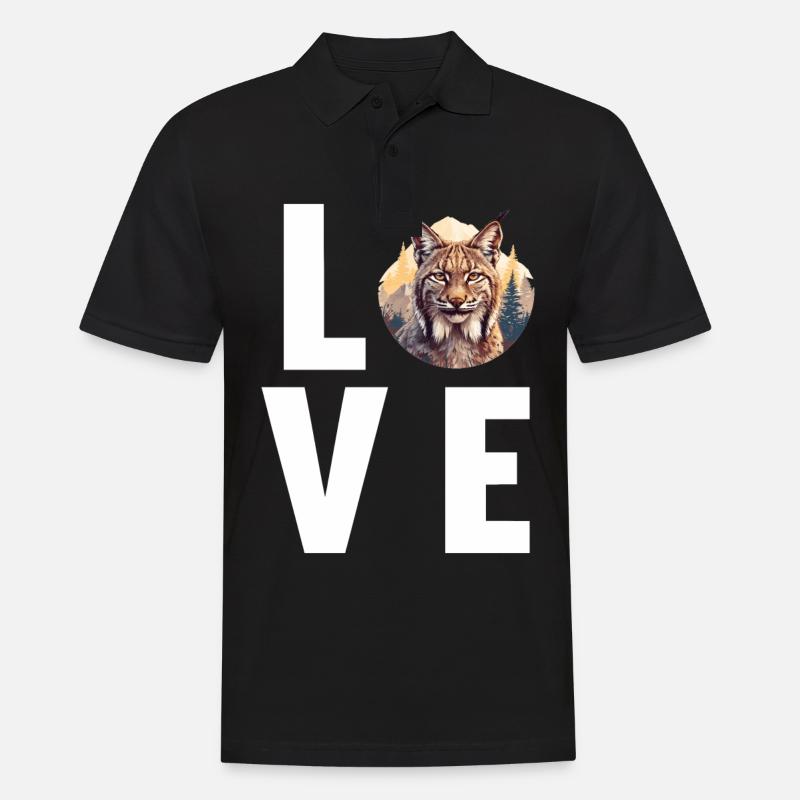 Lynx Luchse Luchs - Männer Poloshirt - Schwarz