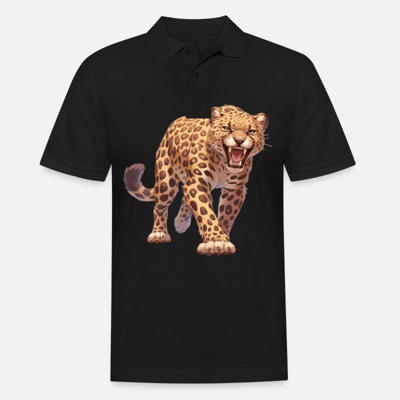 Leoparden Leopard - Männer Poloshirt - Schwarz
