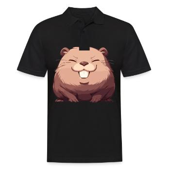 Beaver Bieber - Männer Poloshirt - Schwarz - Vorne - Kai (181cm)