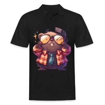 Beaver Bieber - Männer Poloshirt - Schwarz - Vorne - Kai (181cm)