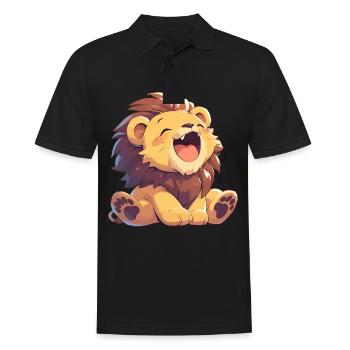Lion Löwen Löwe - Männer Poloshirt - Schwarz - Vorne - Kai (181cm)