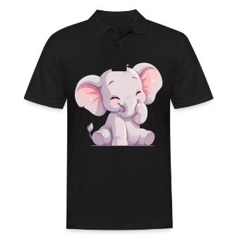 Elephant Elefanten Elefant - Men's Polo Shirt - black - Front - Kai (181cm)
