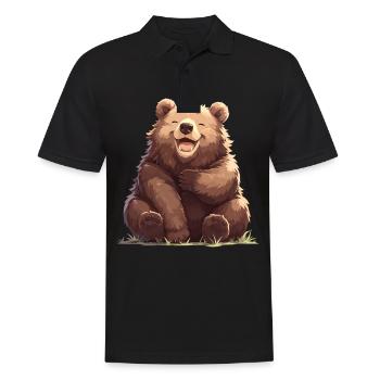 Bear Bären Bär - Männer Poloshirt - Schwarz - Vorne - Kai (181cm)
