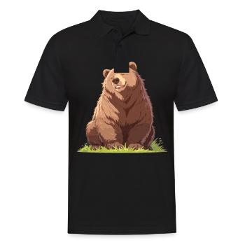 Bear Bären Bär - Männer Poloshirt - Schwarz - Vorne - Kai (181cm)