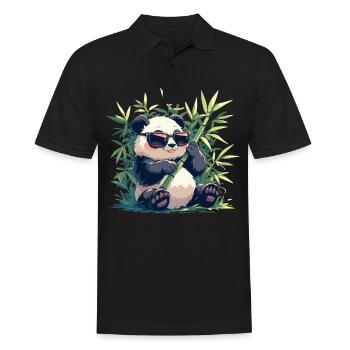 Pandas Panda - Männer Poloshirt - Schwarz - Vorne - Kai (181cm)